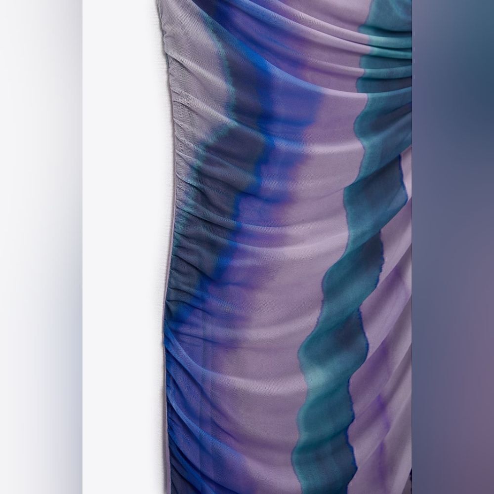ZARA PRINTED TULLE MIDI DRESS - Picture 9 of 10